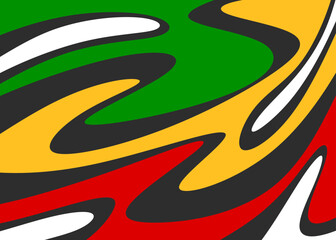 Poster - Abstract background with colorful wavy lines pattern and with Jamaican color theme