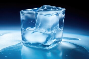 One crystal clear ice cube