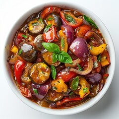 Canvas Print - a bowl of vegetable stew with a spoon in it