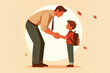 © Alya Hasna Fatimah - Father and Son Bonding Moment in Autumn Illustration
