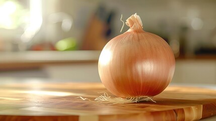 Wall Mural - a onion on a cutting board on a kitchen counter