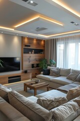 Poster - Interior of modern living room with tv and sofa