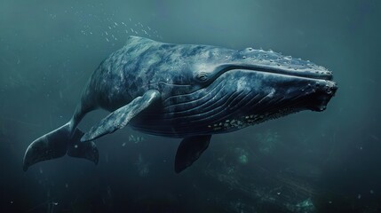 a large whale that is swimming in the water