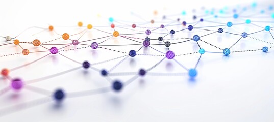 Fototapete - Molecule  structure connect dots and lines. Network technology wireless server communication system. Team social linked global digital database. Generative AI technology.