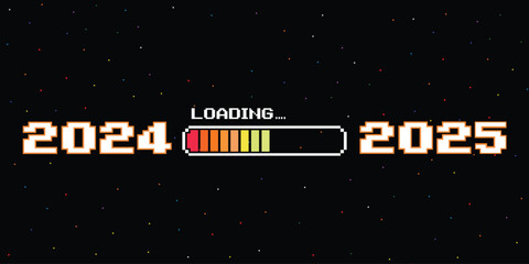 Wall Mural - loading 2024 to 2025 .pixel art .8 bit. retro game. for game assets in vector illustrations. new yea