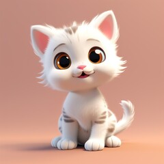 Poster - white cute cat