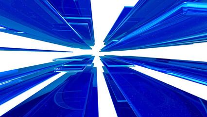 Fototapete - Blue Glass abstract  background  .Digital futurist cyber space design, cyberpunk technology, Virtual reality, science fiction matrix, science light circle wallpaper, vector template