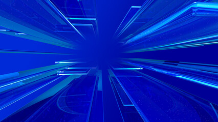 Fototapete - Blue Glass abstract  background  .Digital futurist cyber space design, cyberpunk technology, Virtual reality, science fiction matrix, science light circle wallpaper, vector template