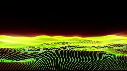 Poster - Abstract wave particle with light effect over dark background, innovation concept and connection to digital technology
