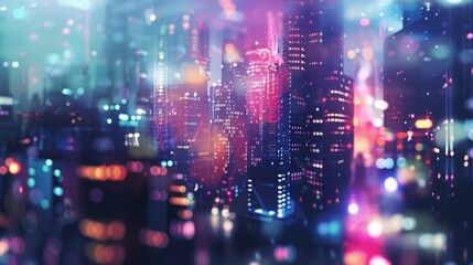 Wall Mural - colorful blured futuristic city background