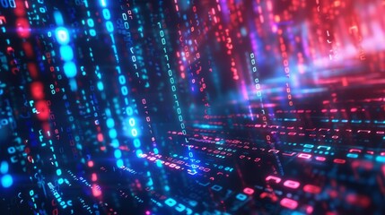Abstract futuristic cyberspace with binary code, matrix background with digits, Programming code abstract technology background of software developer and Computer script 