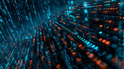Abstract futuristic cyberspace with binary code, matrix background with digits, Programming code abstract technology background of software developer and Computer script 