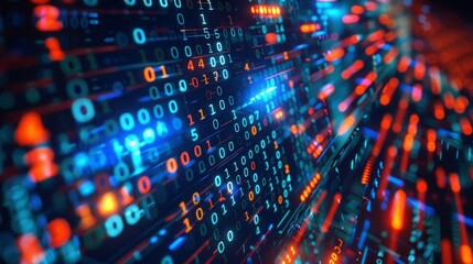 Abstract futuristic cyberspace with binary code, matrix background with digits, Programming code abstract technology background of software developer and Computer script 