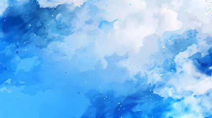 Wall Mural - Abstract blue and white watercolor clouds creating a serene, dreamlike atmosphere.