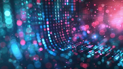 Abstract futuristic cyberspace with binary code, matrix background with digits, Programming code abstract technology background of software developer and Computer script 