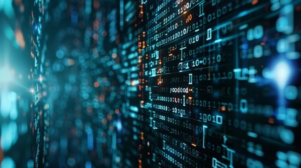 Abstract futuristic cyberspace with binary code, matrix background with digits, Programming code abstract technology background of software developer and Computer script 