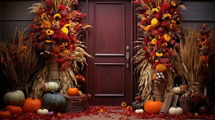 Wall Mural - harvest front door fall