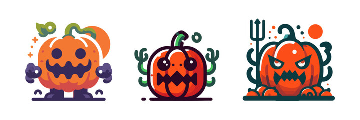 pumpkin monster vector set