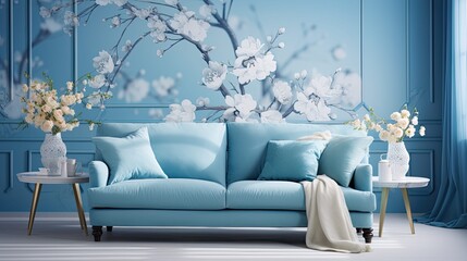 Canvas Print - living blue wallpaper