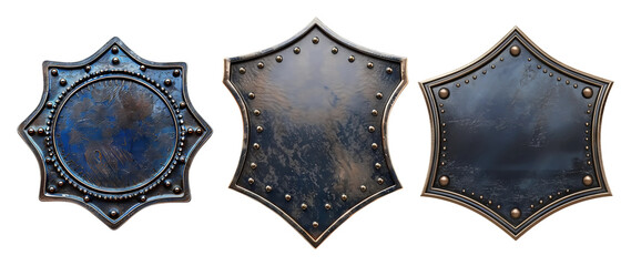 Medieval shields isolated on transparent background