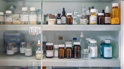 Wall Mural - Medicine Cabinet Full of Bottles and Pills