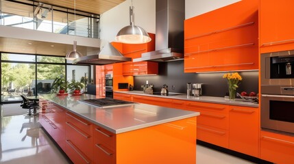 Wall Mural - kitchen modern home orange