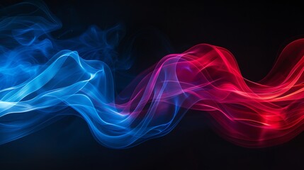 Wall Mural - Abstract Blue and Red Smoke Waves.