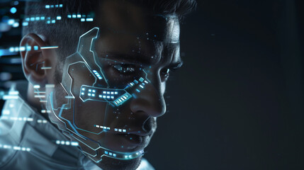 Poster - human integrated with futuristic artificial intelligence technology