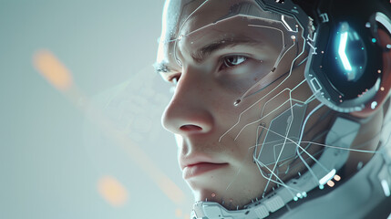 Poster - human integrated with futuristic artificial intelligence technology