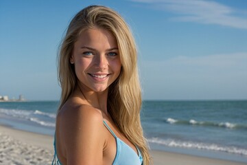 Young woman standing on a beach