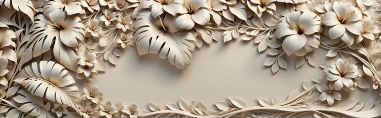 Aufkleber - Close-up 3D rendering tropical scene background is light beige c