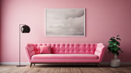 Poster - setting pink sofa