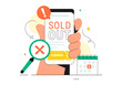 © denayune - Sold Out Vector Illustration with Shopping Message or Special Offer Indicating the Product is Sold in a Flat Style Cartoon Background