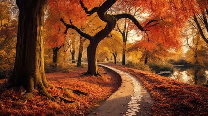 Wall Mural - leaves autumn tree