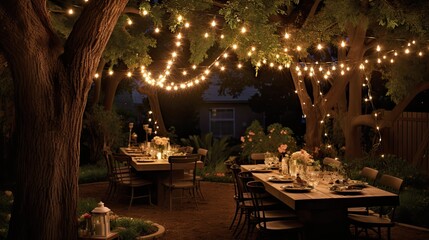 backyard string light invitation