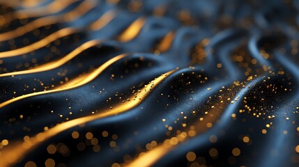 Wall Mural - Abstract Gold and Black Background with Bokeh Lights.