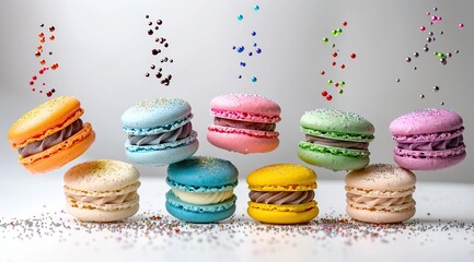 Wall Mural - colorful macaroons on a tray