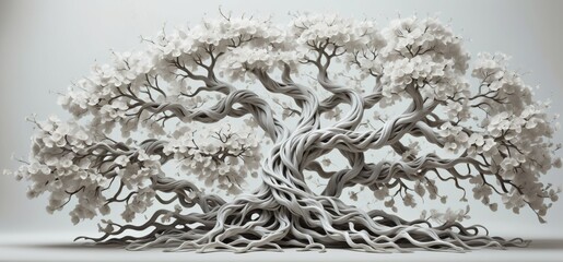 Aufkleber - Digital art piece that appears to be sculpture tree branch leaf