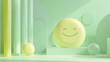 © ayongzul - Big yellow smiley face smiling on green abstract background