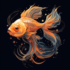 Wall Mural - goldfish in water