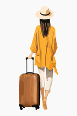 Woman traveling with suitcase