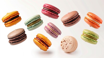 Wall Mural - colorful macaroons isolated on white background