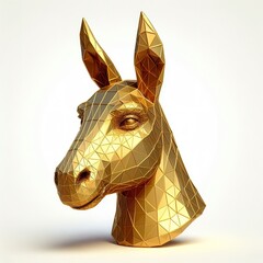 Wall Mural - A 3D Gold polygon of donkey head with Eyebrow raised 