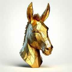 Wall Mural - A 3D Gold polygon of donkey head with Eyebrow raised 