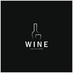 Sticker - Wine logo with wine glasses and bottles.for night clubs,bars,cafe and wine shops.