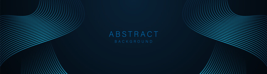 Poster - Modern shiny blue abstract glowing geometric lines on dark background