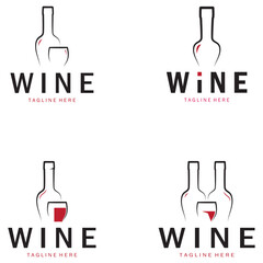 Sticker - Wine logo with wine glasses and bottles.for night clubs,bars,cafe and wine shops.