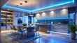 © DigitalArt Max - Modern home interior. Modern kitchen design in a blue light interior. Modern apartment home design software.