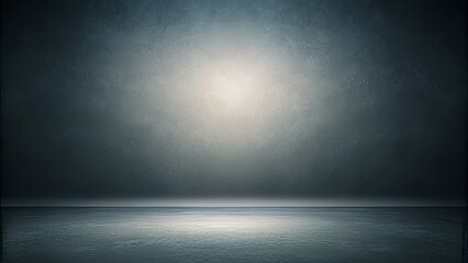 Moody dark gray abstract background featuring a gradient of light to dark tones, empty space, and transparent base, perfect for artistic projects and designs.