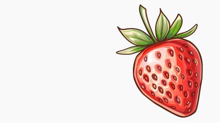 Wall Mural - A vibrant handdrawn strawberry illustration set against a clean white background, perfect for fresh, fruity designs.